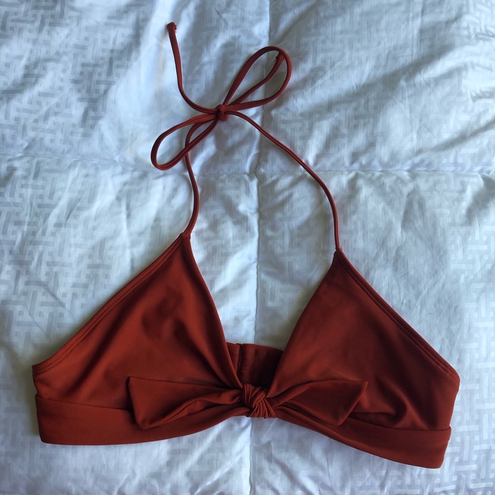 American Eagle burnt orange tie-front bikini top